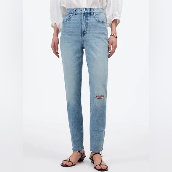Madewell The Perfect Vintage Light Blue Straight Leg High Waist High Rise Jeans - Picture 5 of 9
